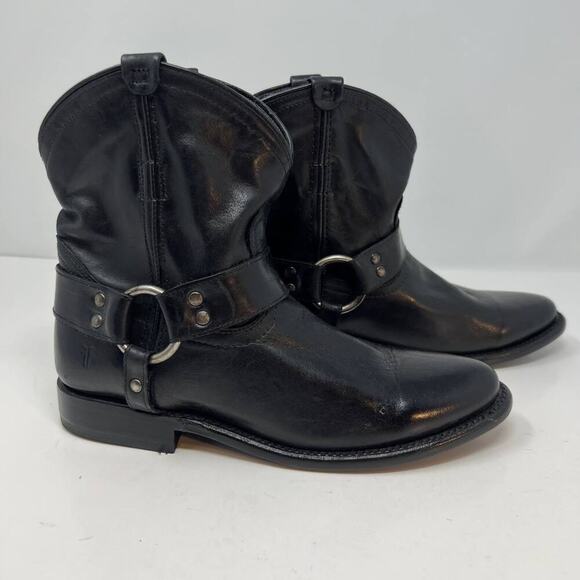 Frye Women's Wyatt Harness Boot Black Leather Bootie Size 6B - Picture 6 of 14